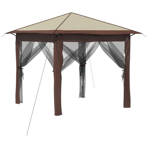 Gazebo con 4 Pareti 2,6 x 2,6 m Crema e Marrone - Foto 1