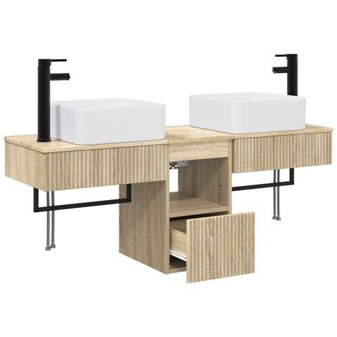 Set di Armadi da Bagno 3 pz Rovere Sonoma 53 x 35 x 39 cm - Foto 2