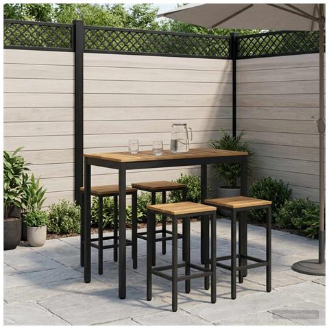 Tavolo Bar da Giardino Bianco e Nero 108,5 x 55 x 105 cm - Foto 2