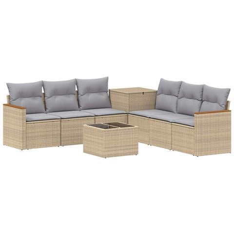 Set di divani 8 pz Beige e Grigio Chiaro - Foto 1