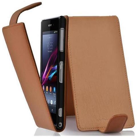 Custodia Compatibile Con Sony Xperia Z1 In Marrone Cioccolata - Coperchio Protettivo In Design Flip Realizzato In Similpelle Testurizzata - Foto 2
