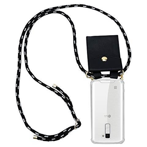 Catena Di Telefoni Cellulari Compatibile Con Lg K10 2016 In Nero Argento - Coperchio Protettivo In Silicone Con Anelli D'oro, Cinturino In Corda E Custodia Staccabile - Foto 1