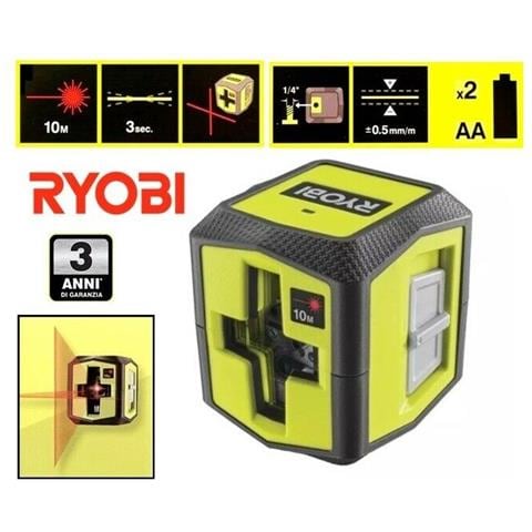 Livella Laser Rosso A Due Linee Fino A 10 Mt Con Morsetto Di Fissaggio Ryobi - Foto 1