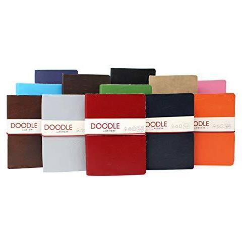 Doodle - Navy Blue Leather Journal Sketchbook - 150gsm Carta Cartuccia - 175 X 125 Mm - 82 Pagine - Navy - Foto 2