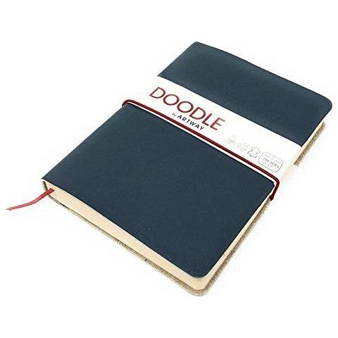 Doodle - Navy Blue Leather Journal Sketchbook - 150gsm Carta Cartuccia - 175 X 125 Mm - 82 Pagine - Navy - Foto 1