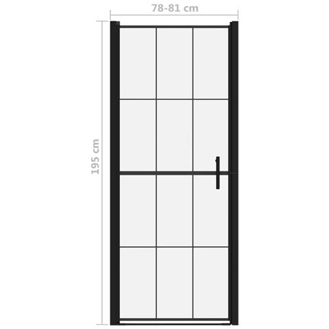 Porta per Doccia in Vetro Temperato 81x195 cm Nero - Foto 2