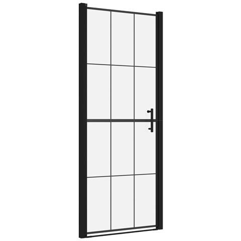 Porta per Doccia in Vetro Temperato 81x195 cm Nero - Foto 1