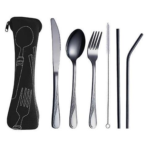 HTN Set Di Posate Pranzo Portatili Bocchetta Goccia Dritta Coltello Forchetta Cucchiaio Bacchette Pennello Per Pulizia Da 8 Pezzi Kpop Bts Merchandising Boys Bangtan Merch Trav