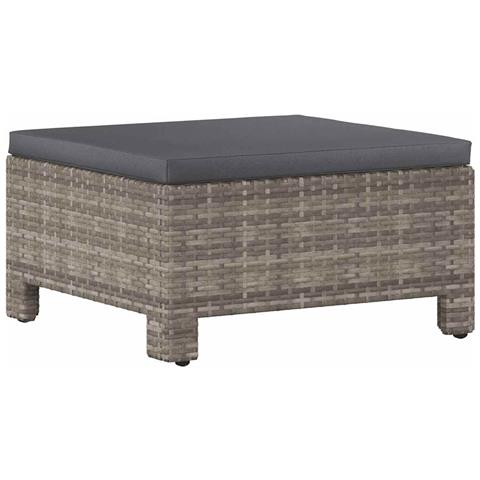Poggiapiedi Da Giardino Con Cuscino In Polyrattan Grigio - Foto 1
