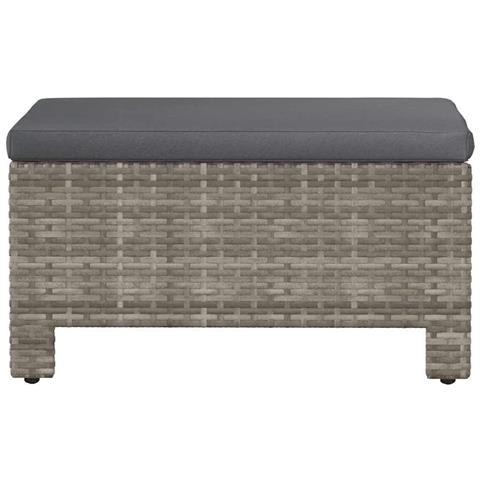 Poggiapiedi Da Giardino Con Cuscino In Polyrattan Grigio - Foto 9