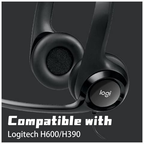 1 Paio Di Cuscinetti Auricolari Per Logitech H600/h390 Black - Foto 7