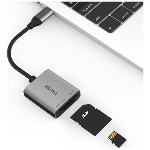 AK-CR-10BK lettore di schede USB 3.2 Gen 2 (3.1 Gen 2) Type-C Nero, Argento - Foto 5