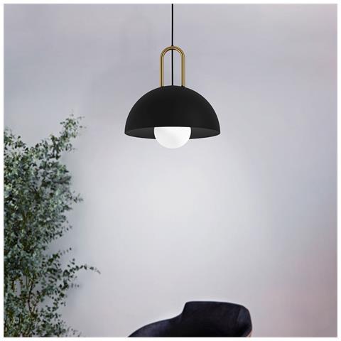 Lampadario Industrial Calmanera 1 Luce Acciaio Nero E Ottone - Foto 1