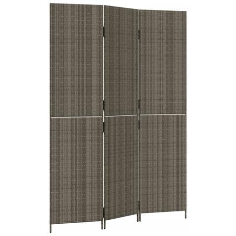 Divisorio per Ambienti a 3 Pannelli Grigio in Polyrattan - Foto 2
