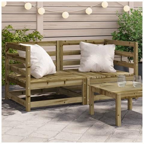Divani Angolare Giardino 2pz 70x70x67 Cm Legno Pino Impregnato - Foto 1