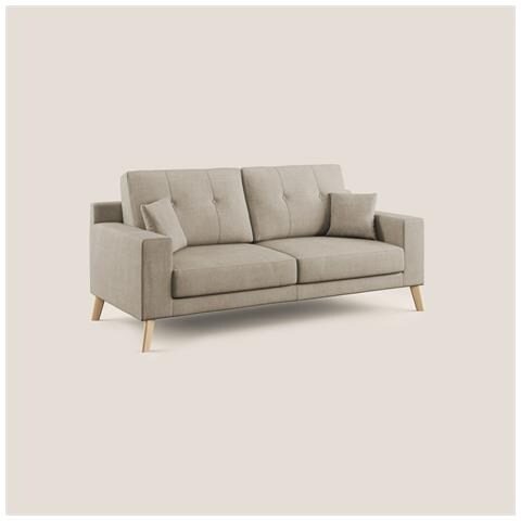 Danish Divano moderno in tessuto morbido impermeabile T02 206 cm beige - Foto 1