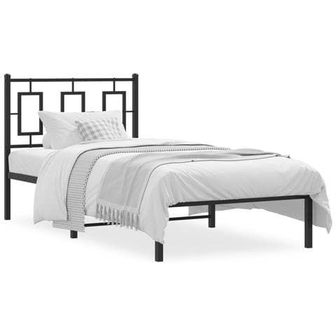 Giroletto Con Testiera In Metallo Nero 90x200 Cm - Foto 1