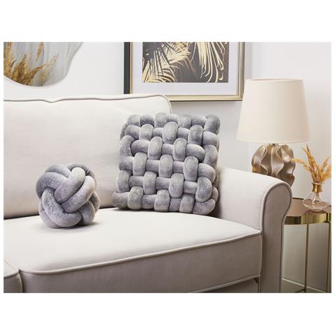 Cuscino Decorativo Sirali Velluto 30 X 30 Cm Tinta Unita Grigio - Foto 1