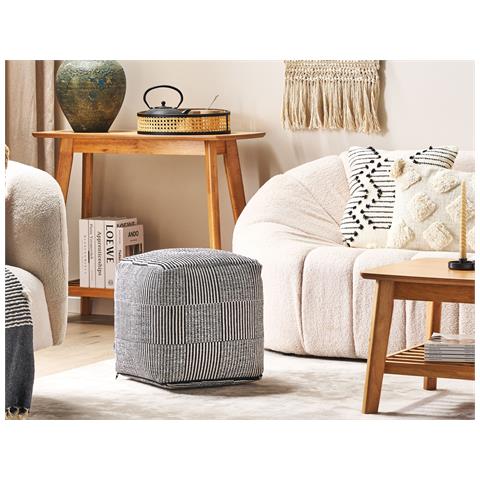 Pouf Pandran Cotone Nero/ Bianco 40 Cm 40 Cm 40 Cm - Foto 1
