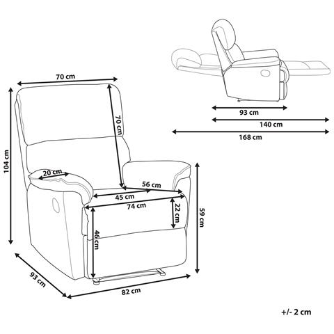 Poltrona Reclinabile Tessuto Grigio Everton - Foto 2