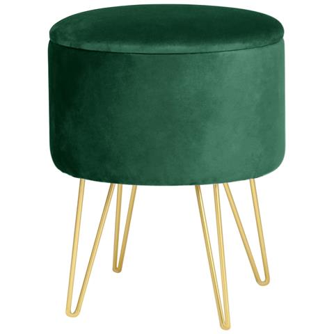 Pouf LILI in velluto apribile con contenitore, Colore Verde Bottiglia - Foto 1