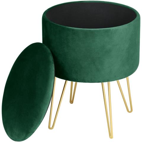 Pouf LILI in velluto apribile con contenitore, Colore Verde Bottiglia - Foto 2
