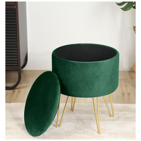 Pouf LILI in velluto apribile con contenitore, Colore Verde Bottiglia - Foto 5