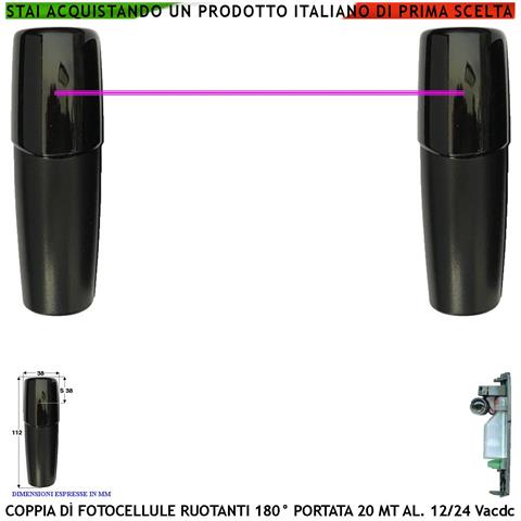 Coppia Fotocellule Orientabili 180° Orizzontale Portata 20 Metri Lineari Controllo E Sicurezza Automazione Cancello Mo - Foto 1