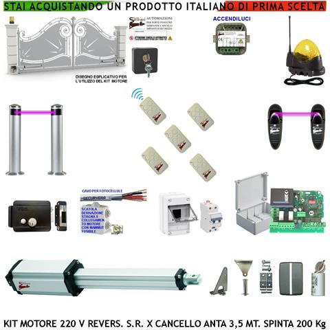 Automazione Cancello Da 3,5 Metri Motore Elettromeccanico 230 V Reversibile Spinta 250 Kg Centrale 5 Radiocomandi Foto - Foto 1