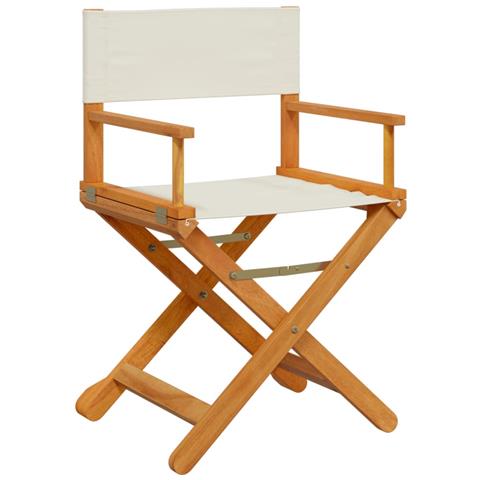 Sedie da Regista Pieghevoli 2 pz Bianco Crema in Tessuto - Foto 3