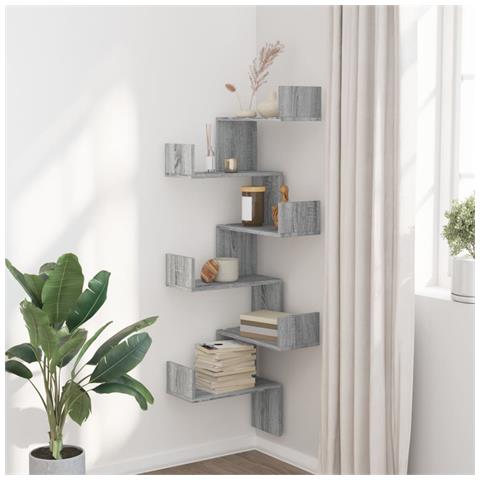 Scaffale Angolare Muro Grigio Sonoma 45x45x147 Cm Multistrato - Foto 3