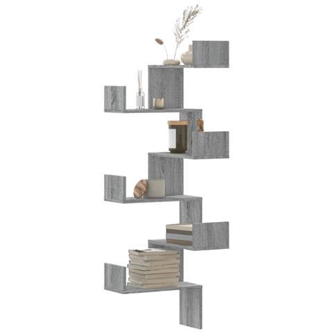 Scaffale Angolare Muro Grigio Sonoma 45x45x147 Cm Multistrato - Foto 1