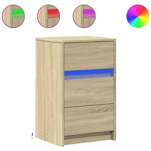Comodino Con Luci Led Rovere Sonoma In Legno Multistrato - Foto 2