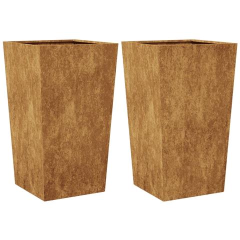 Fioriere Da Giardino 2 Pz 45x45x75 Cm In Acciaio Corten - Foto 1
