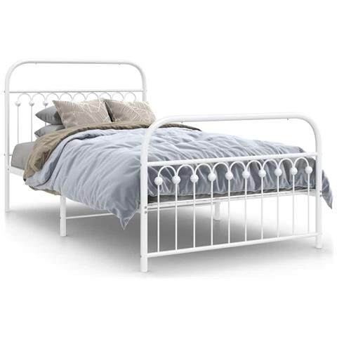 Giroletto Con Testiera E Pediera Metallo Bianco 107x203 Cm - Foto 1