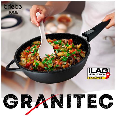 Briebe Mgk19s Set 2 Padelle Antiaderenti Induzione 2 Manici Rimovibile, 24/28cm 2 Coperchi  Nero - Foto 2