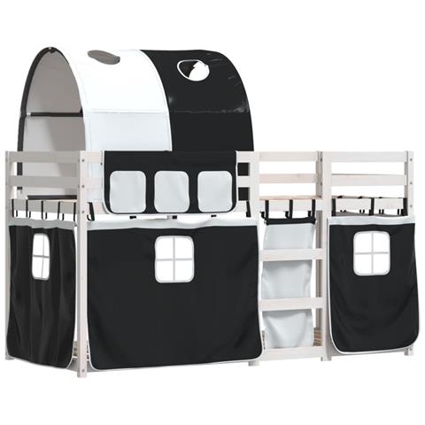 Letto a Castello senza Materasso Bianco e Nero 90x190cm in Pino - Foto 2