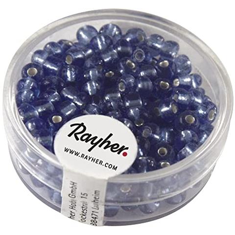 17 Grammi - Perline In Vetro Rotonde Con Foro Argentato Ø4mm - Colore Blu - Foto 1