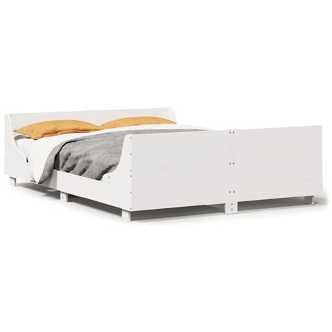Letto Senza Materasso Bianco 120x190 Cm Legno Massello Di Pino - Foto 2