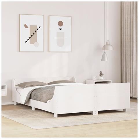 Letto Senza Materasso Bianco 120x190 Cm Legno Massello Di Pino - Foto 1