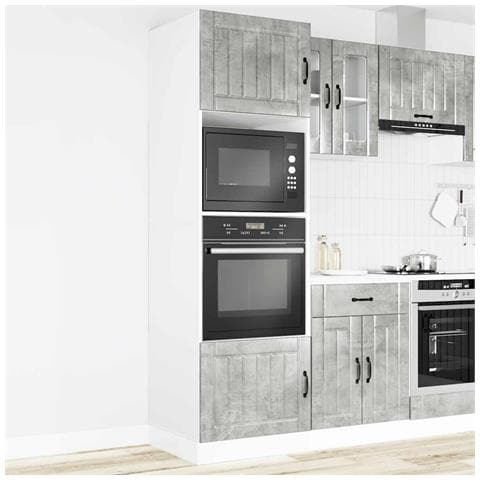 Armadi Forno 2 Pz Kalmar Grigio Cemento In Legno Multistrato - Foto 3