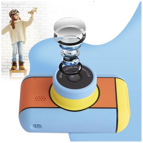 Fotocamera Digitale D7 Con Foto Da 32mpx E Video Hd Per Bambini. Schermo Da 2,4 Pollici. Con Filtri Ed Effetti. Cordino Per Il Trasporto. 9,5x4,3x6 Cm. Colore: Multicolore - Foto 5