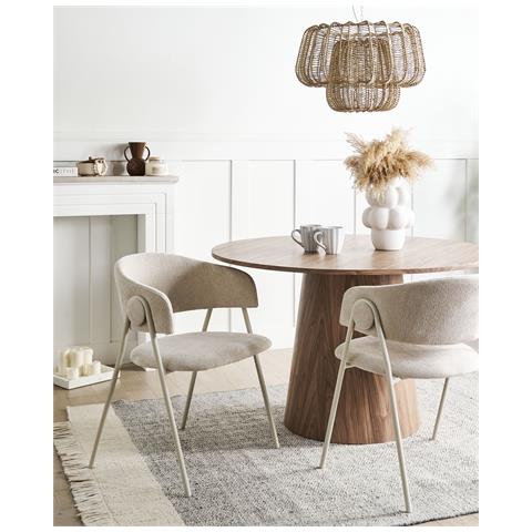 Set Di 2 Sedie Da Pranzo Alanson Ciniglia Beige Chiaro - Foto 1