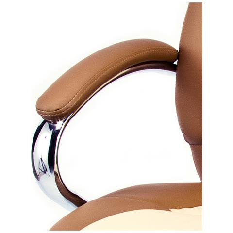 Poltrona Presidenziale Imbottita In Ecopelle Per Ufficio E Studio Professionale Modello Mou Ergonomica Bicolore Beige E Marrone - Foto 2