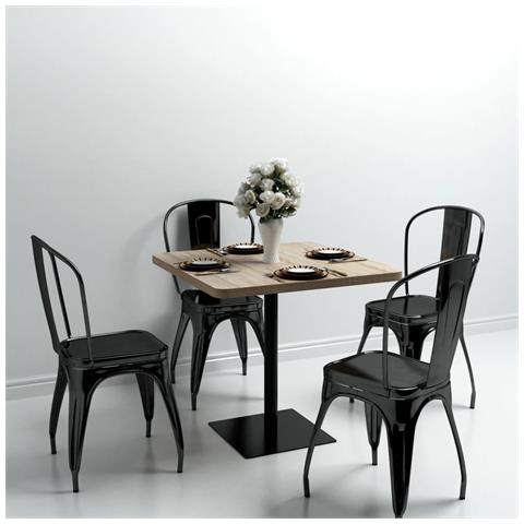 Lusso Casadino -  Tavolo Bistrot Mdf E Acciaio Quadrato 80x80x75 Cm Color Rovere - Foto 6