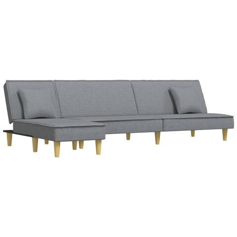Divano Letto a L Grigio Chiaro 255x140x70 cm in Tessuto - Foto 1