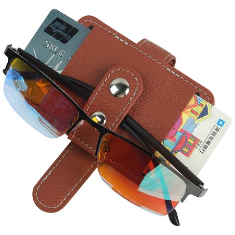 Clip Per Porta Occhiali Da Sole In Pelle Pu Per Visiera Auto Brown - Foto 2