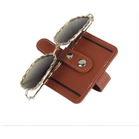 Clip Per Porta Occhiali Da Sole In Pelle Pu Per Visiera Auto Brown - Foto 4