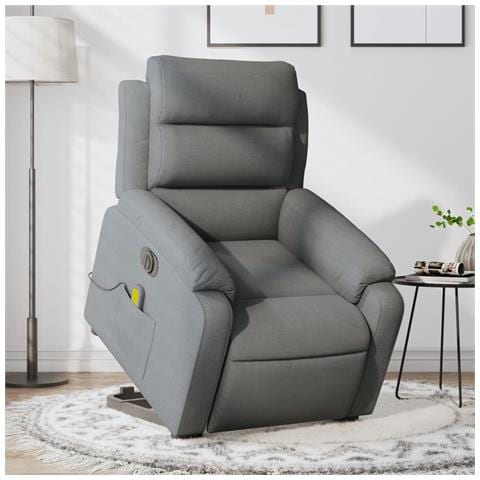 Poltrona Alzapersona Massaggi Elettrica Grigio Scuro Tessuto - Foto 2