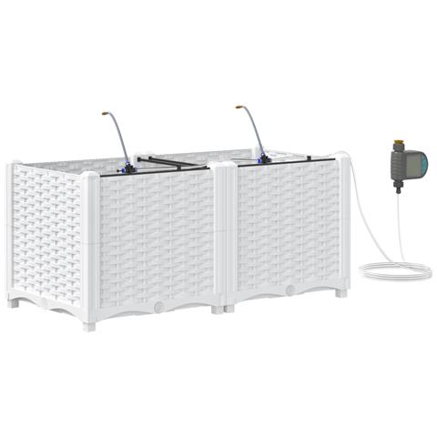 FIORIERE con Sistema di Irrigazione 2 pcs Bianco - Foto 1